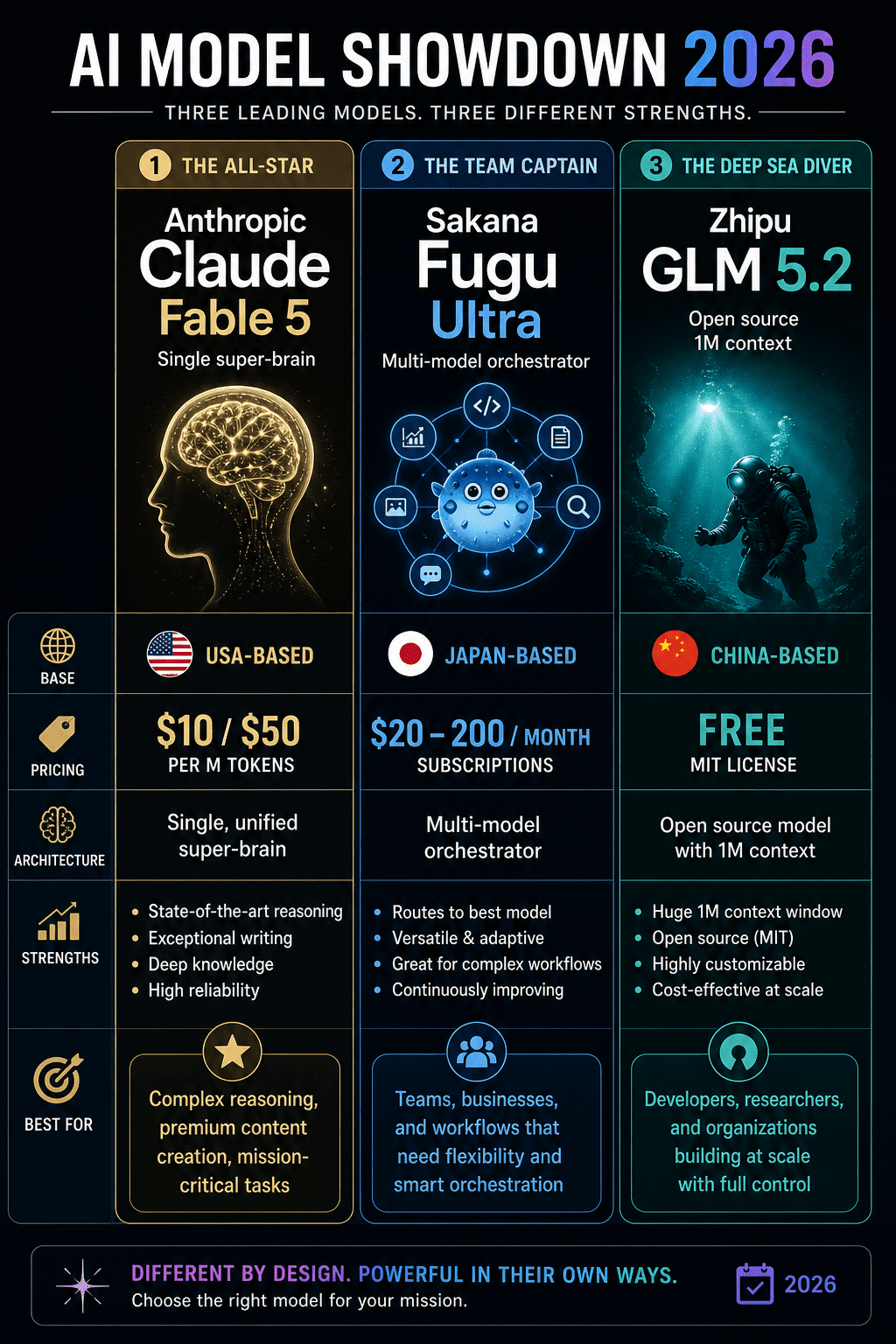 AI Model Comparison: Fable vs Fugu vs GLM 5.2