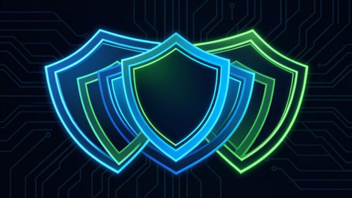 Abstract digital shields representing layered AI agent security