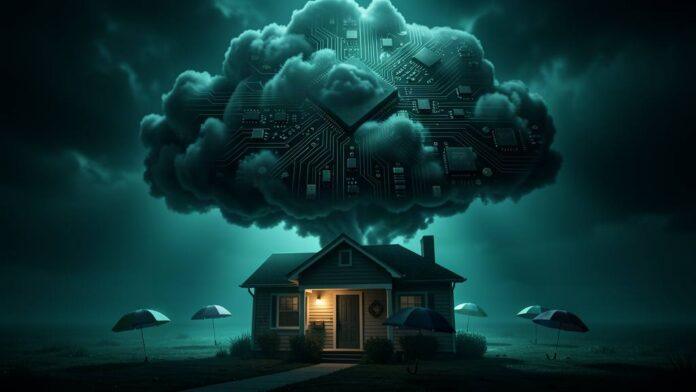 AI threat cloud over a superannuation fund building
