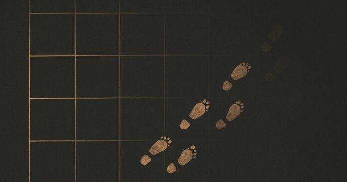 Illustration: a calendar grid fading from left to right with faint footprints crossing it unnoticed